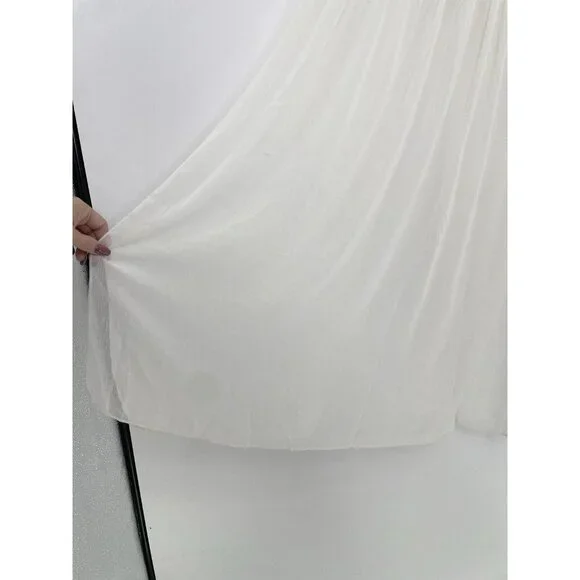 Nicolette Ivory Lace Sheer Bodice Dress Size L Slits Flowy, Fairycore, Flaw - Picture 9 of 13